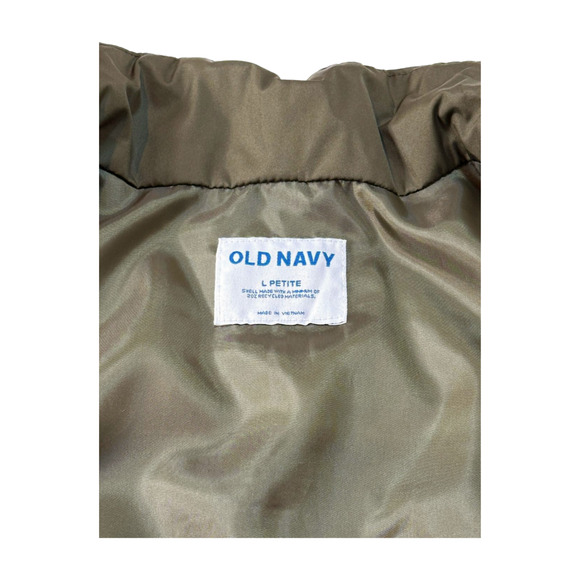 Old Navy Women's Cropped Hybrid Sherpa Fleece Vest Olive Green Neon Accent Large - Picture 6 of 7